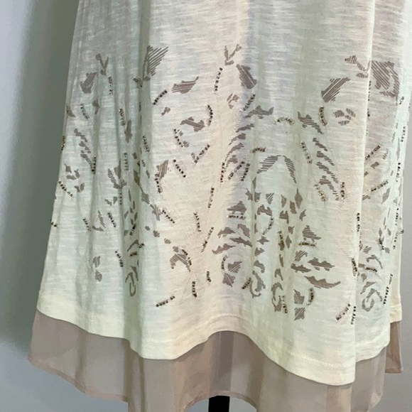 LOGO Embellished Slub Knit Tank with Chiffon NWOT - Picture 3 of 10